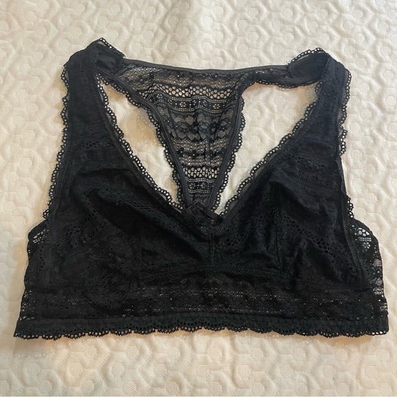 Victoria's Secret Bralette Women's Medium Black Lace Triangle Unlined Elegant - Picture 1 of 10